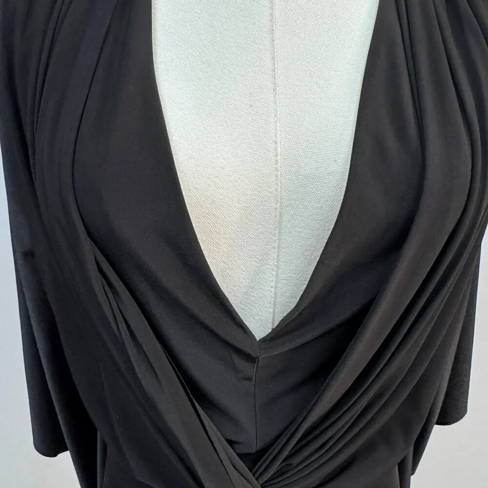 MISA Los Angeles Black Draped Mini Dress XS NWT Twist Front